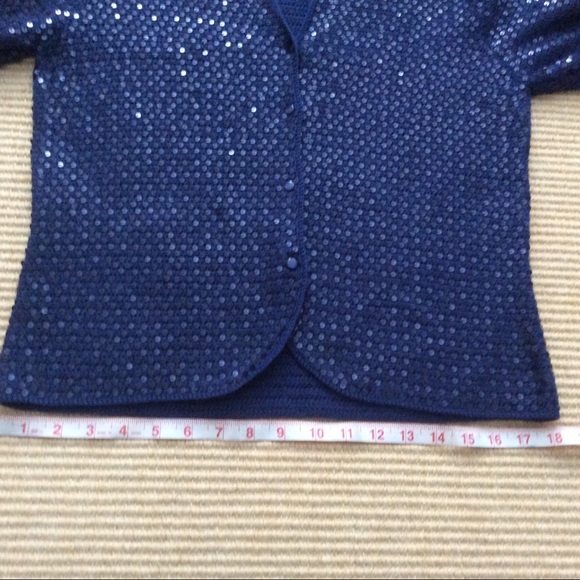 Talbots Blue Sequined Cardigan - Medium - Picture 7 of 9